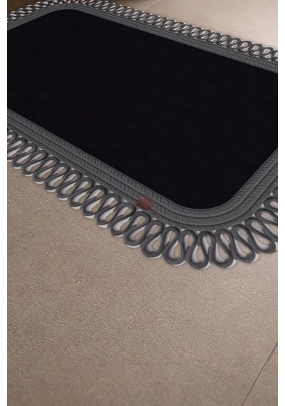 Banyo Paspası Takımı 70x110+50x70 Cm Dış Trikot Siyah & Antrasit