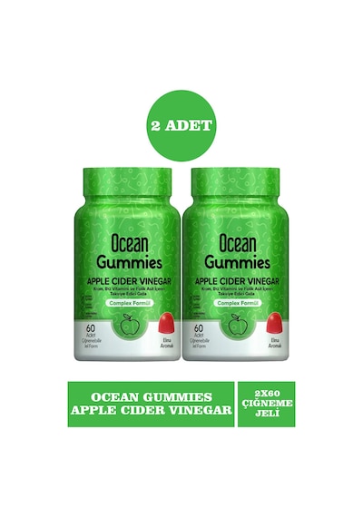 Ocean Gummies Apple Cider Vinegar 2 x 60 Çiğneme Form