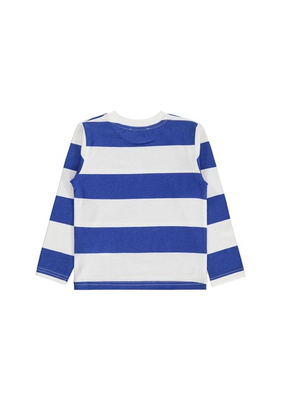 Silversun Kids Silversun Ny Baskılı Çizgili 2-7 Yaş Sweatshirt - Mavi Saks Mavisi