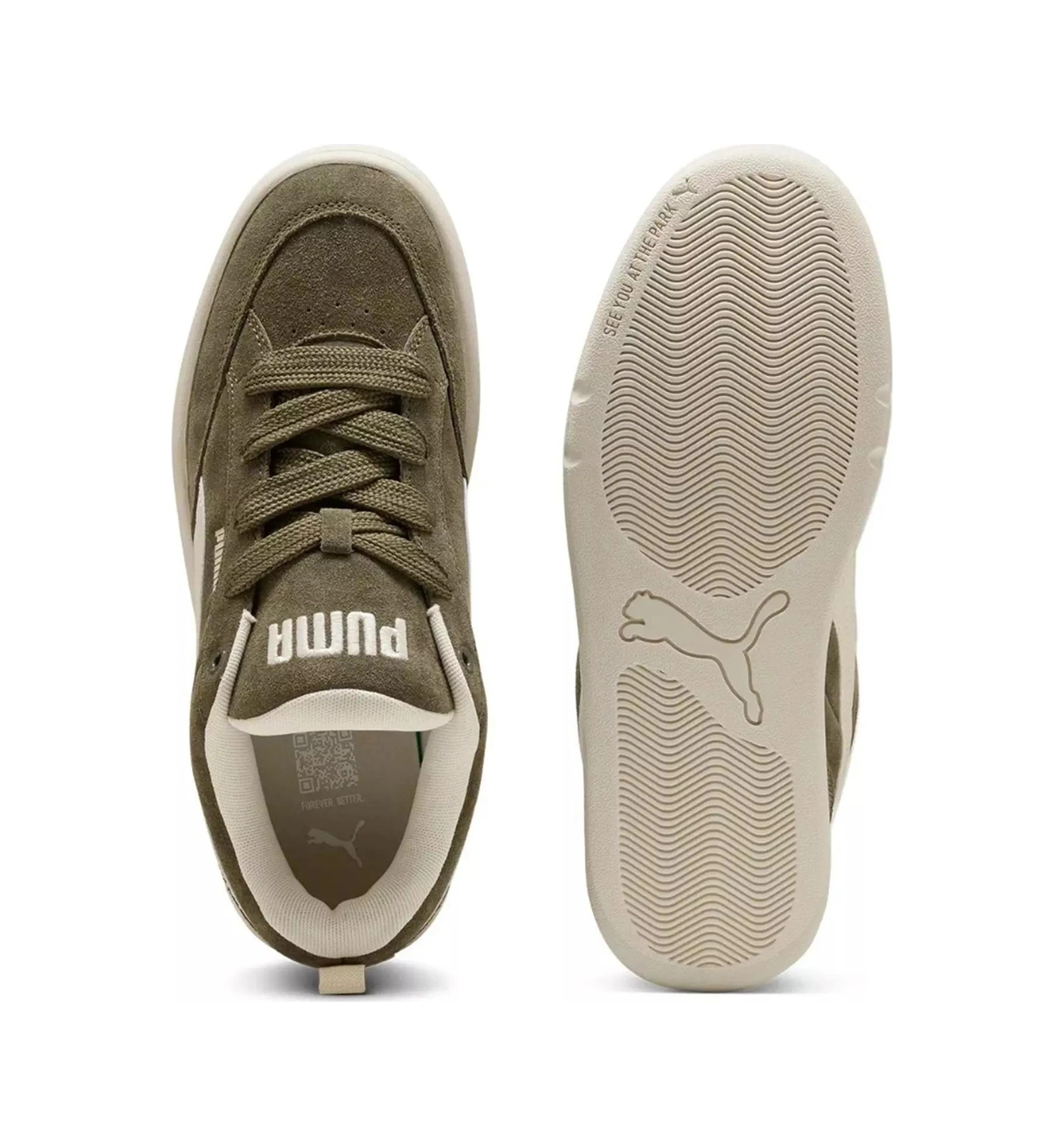 Puma 401606 07 Park Lifestyle Raw Yeşil-krem Nubuk Erkek Spor Aya Yeşil