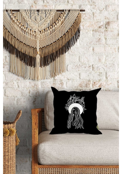 Modern Kız Desenli Çift Yön Dijital Baskılı Dekoratif Kırlent Kılıfı Yastık Kılıfı 39x39cm Çok Renkli