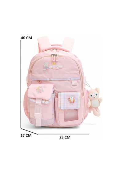 Relaxion 2174-1450 İthal Kore Tarzı Unisex Çocuk İlkokul Sırt Çantası Pudra