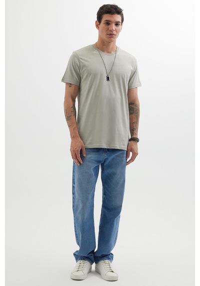Tudors Unisex Slim Fit Dar Kesim %100 Pamuk Yumuşak Dokulu Gri Bisiklet Yaka Tişört-33603 Gri