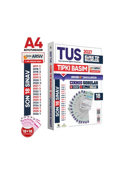2027 TUS Temel&Klinik Tıp Bilimleri ÖSYM Çıkmış Soru Tıpkı Basım Son 10 Yıl 36lı Deneme Kitapçığı