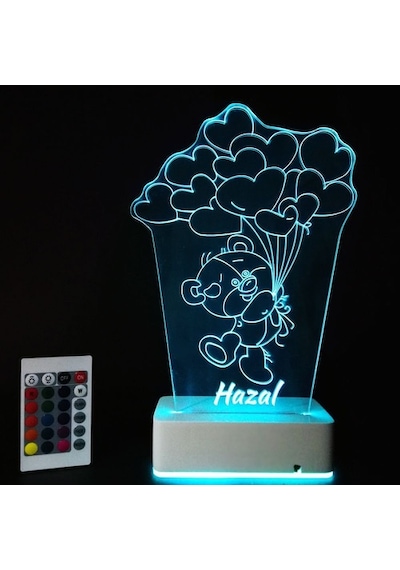 Sevgiliye Özel 3D Balon Ve Ayıcık Masaüstü Led Lamba (459258886)