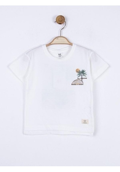 Nk Kids Erkek Bebek Desert Pamuklu Sırtı Baskılı Tshirt-15658 Ekru
