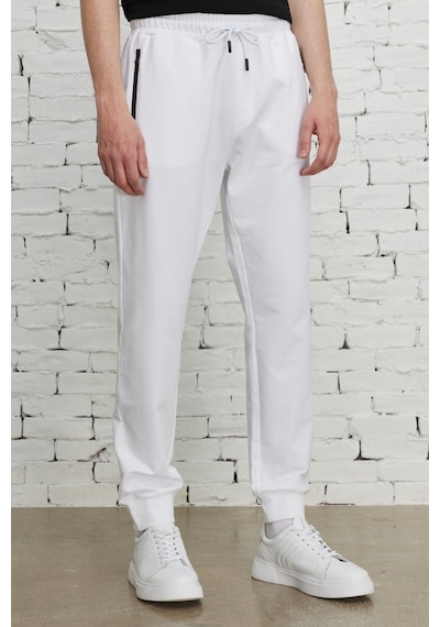 AC&Co / Altınyıldız Classics Erkek Standart Fit Normal Kesim Eşofman Altı Beyaz