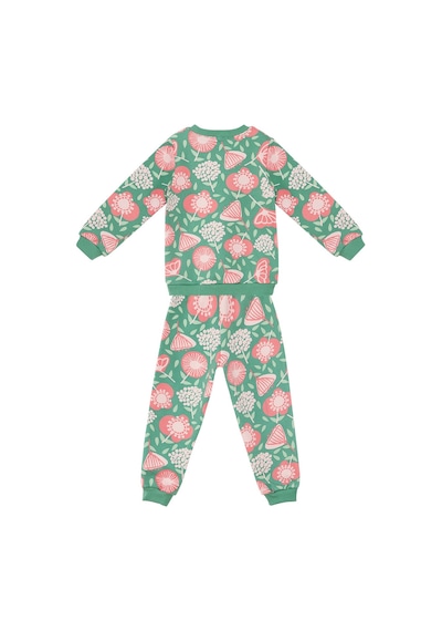 Denokids Pembe Çiçekli Kız Bebek Eşofman Takım - Yeşil