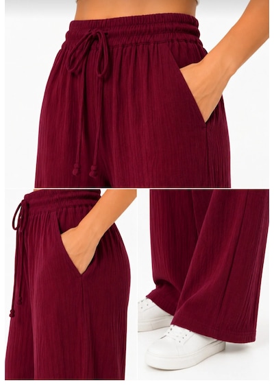 Comeor Comedy Bel Lastikli Geniş Paca Bordo Pantalon