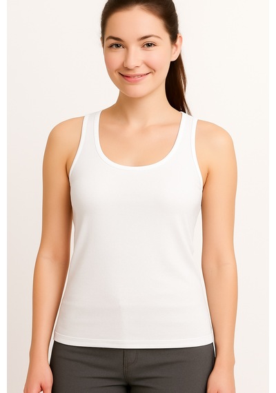 Aclassıcs Kadın Beyaz Kalın Askılı Pamuk Slim Atlet Tshirt