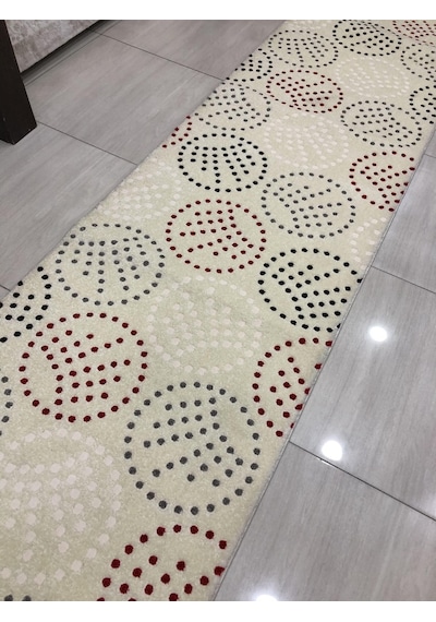 Saray Halı Samyeli 10941 Wk 80X300 Krem Kırmızı Gri Yolluk !