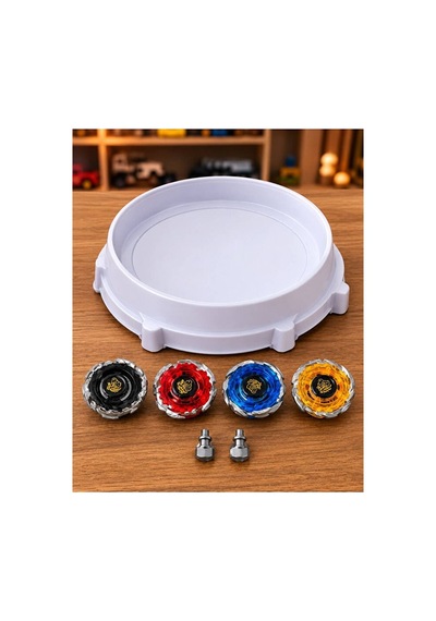 Metal Topaç Arena Seti Bayblade Arenalı 2 Fırlatıcılı Set 4 Adet Beyblade Oyuncak Set Küçük