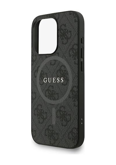 Apple iPhone 15 Pro Max Uyumlu Kılıf Guess Lisanslı M safe Bilek Askı İpli Yazı Logolu Kapak Siyah