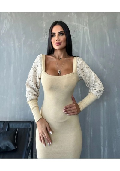 Modayakamoz Eyesof Kadın Kare Yaka Kolları Manşet Ve Tül Detay Fırsat Ürün Midi Boy Elbise Çok renkli Modayakamoz Eyesof Kadın Kare Yaka Kolları Manşet Ve Tül Detay Fırsat Ürün Midi Boy Elbise Çok renkli