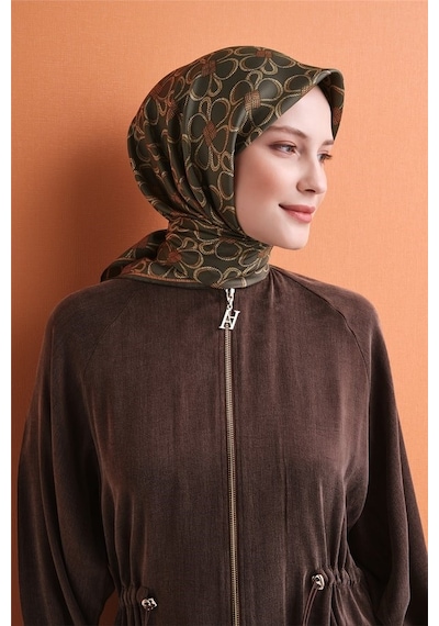 Armine İpek Eşarp 2027 Kış - 9638-32 Haki Twill