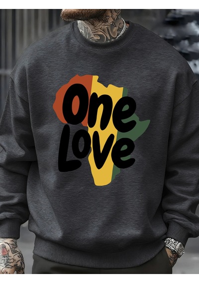 Startmore Startmoreone Love Afrika Kıtası Baskılı Sweatshirt Erkekler Bisiklet Yaka Kıyafetler Sonbahar Polar Ka Antrasit