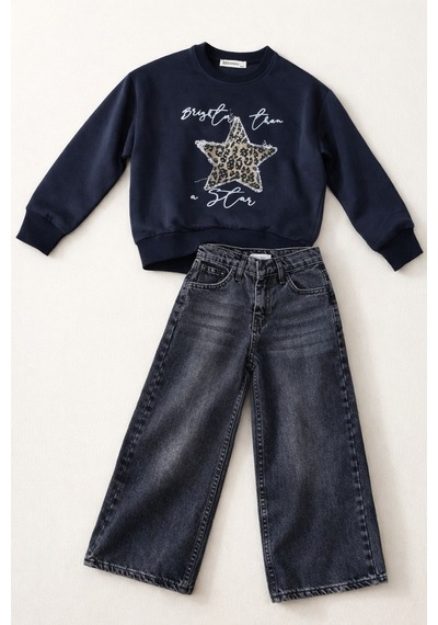 Uğur Bebe Bayram Özel Taşlı Yıldız Aplikeli Siyah Sweatshirt & Geniş Paça Kot Özel Gün Takımı Siyah Antrasit Siyah Antrasit Uğur Bebe Bayram Özel Taşlı Yıldız Aplikeli Siyah Sweatshirt & Geniş Paça Kot Özel Gün Takımı Siyah Antrasit Siyah Antrasit