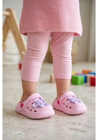 Elit Mys303 Bebe Kız Çocuk Emojili Sabo Terlik Pembe
