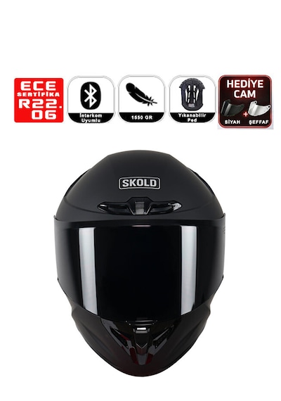 Skold Rapid Full-face Motosiklet Kaskı Ece-22.06 Mat Siyah