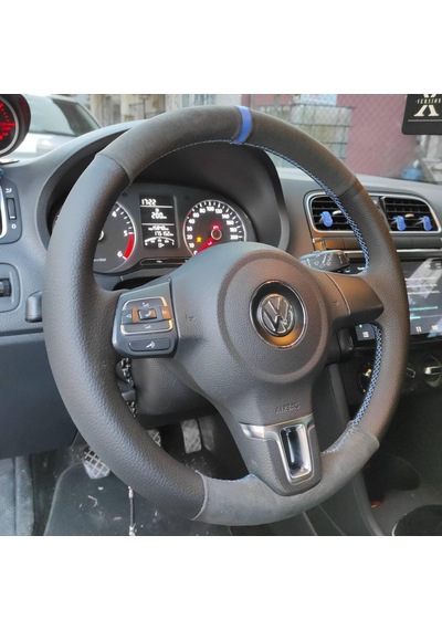 Volkswagen Polo Araca Özel Direksiyon Kılıfı Tüylü Alcantra Nokt