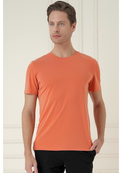 Efor Comfort Fit Bisiklet Yaka Modal Kısa Kol Casual Turuncu Tişört Ts 895 Turuncu
