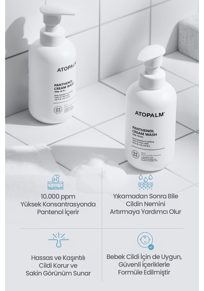 Çocuklara & Bebeklere Özel Pantenol İçerikli Krem Dokulu Duş Jeli Atopalm Panthenol Cream Wash