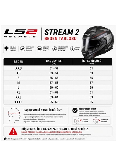 Kapalı Kask Ls2 Stream 2 Mat Concrete Orjinal Vizörlü Xl Mat Gri