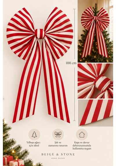 Çizgili Desenli Büyük Boy Kumaş Yılbaşı Fiyongu 100 Cm Noel Yılbaşı Çam Ağacı Kapı Duvar Dekoratif Süs Çok Renkli - 923675624 Çizgili Desenli Büyük Boy Kumaş Yılbaşı Fiyongu 100 Cm Noel Yılbaşı Çam Ağacı Kapı Duvar Dekoratif Süs Çok Renkli - 923675624