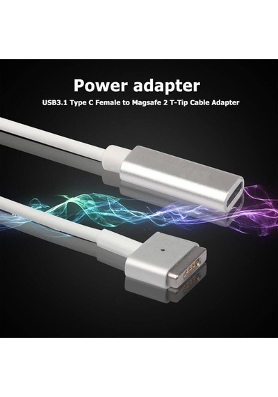 Type C Dişi To Magsafe 2 T Tip 60w Apple Uyumlu MacBook Pro Air Çevirici Kablo 25cm
