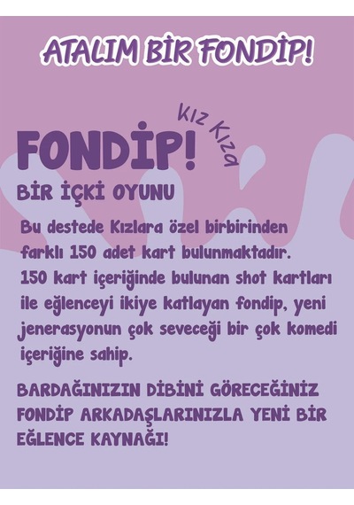 Fondip Kız Kıza Kızlara Özel Oyunu 150 Kart Eğlenceli Kutu Oyunu Shot Oyunu +18