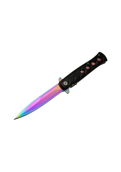 Venom K033 Gökkuşağı Kamp Çakı 23cm- Yarı Otomatik, Kemerlikli Renkli