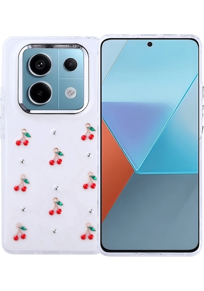 Xiaomi Redmi Note 14 Pro 4g Kılıf Airbag Tasarımlı Simli Şeffaf Zore Kutup Kapak Kiraz