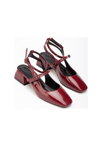 Aymood St-003 Bordo Rugan Günlük 4 Cm Topuklu Ayakkabı Bordo