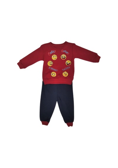 Erkek Bebek Alt Üst Takım Kırmızı Önü Smail Olan Pamuklu 86 Kırmızı