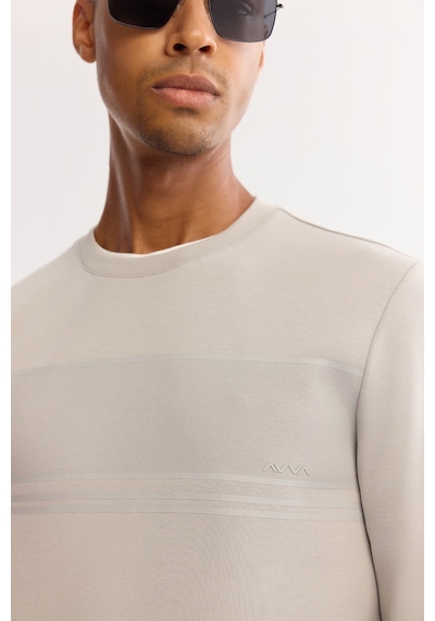 Avva Erkek Siyah Bisiklet Yaka Pamuklu Bi-stretch Baskılı Regular Fit Sweatshirt A52y1215 Gri