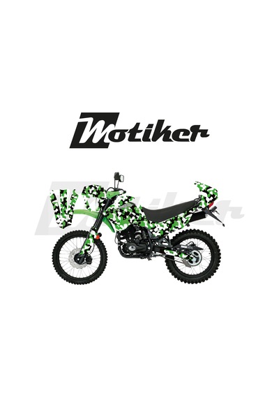 Mondial 2016-2022 Model X-treme Max 200i Siyah Zemin Üstüne Yeşil Beyaz Kamuflaj Kamuflage Tasarımı Sticker Etiket Modeli