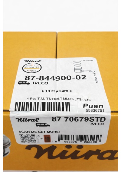 Iveco Fiat F1a Nürol Segmanlı Piston Takım Std 4 Adet 87 844900 02 1 Set
