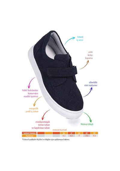 Kiko Kids Richie Cırtlı Günlük Erkek Çocuk Casual Ayakkabı Lacivert Lacivert