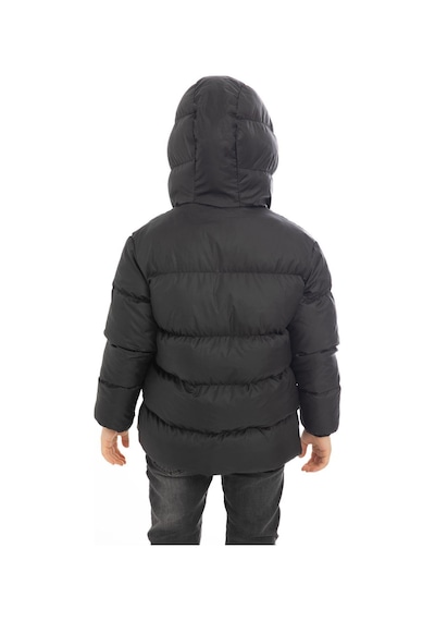 Spor Erkek Çocuk Polarlı Kürklü Kapüşonlu Su Geçirmez Rüzgara Dayanıklı Şişme Kışlık Mont-197 Siyah