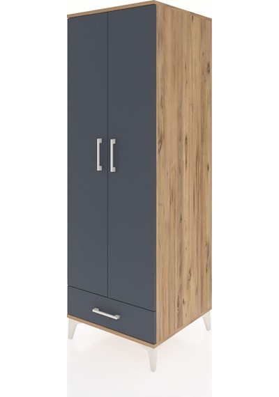 Kronos Dolap 2 Raflı Tek Çekmeceli Tek Askılı 60x59x182 Çam-antrasit Atlas Çam