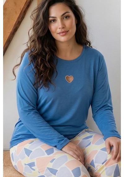 Siyah İnci Desenli Nakışlı Büyük Beden Battal Boy Viskon Örme Pijama Takım 26224822 mavi Siyah İnci Desenli Nakışlı Büyük Beden Battal Boy Viskon Örme Pijama Takım 26224822 mavi