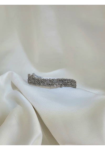 Zincir Dokuma Kordon El Yapımı Otantik Gümüş Platin Renkli Bileklik Silver