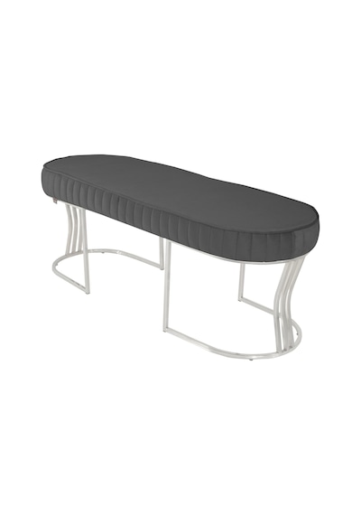 Viego Silver Striped- Gri Kapitoneli Chester Model Puf & Bench & Koltuk & Uzun Makyaj Puff & Yatak Ucu &önü