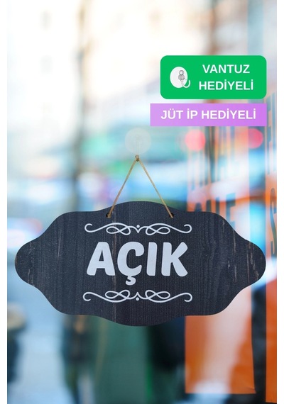 Dekoratif Açık-kapalı Tabelası Jüt İp Ve Vantuz Hediyeli - Rebap