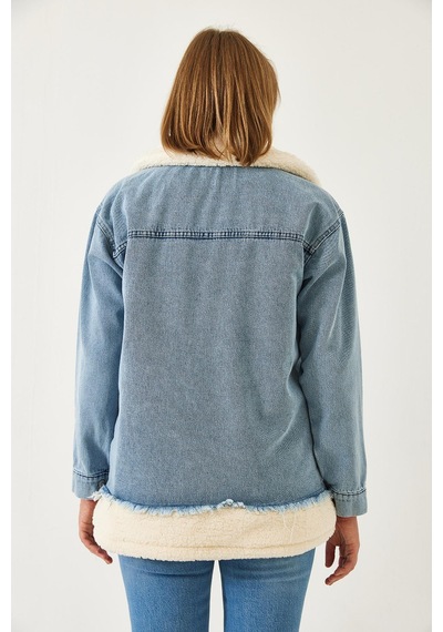 Shade Kadın Tedy Astar Detay Dört Cepli Denim Mont 2471 60261105 - Bej-mavi