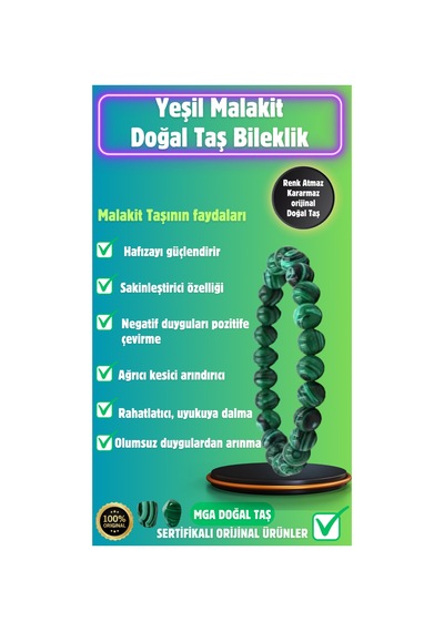 Yeşil Malakit Bilekliği Doğal Taş Bileklik Yeşil Yeşil