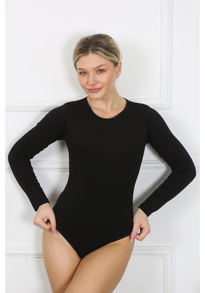 Akbeniz Bayan Uzun Kol Çıtçıtlı Body 244 SIYAH
