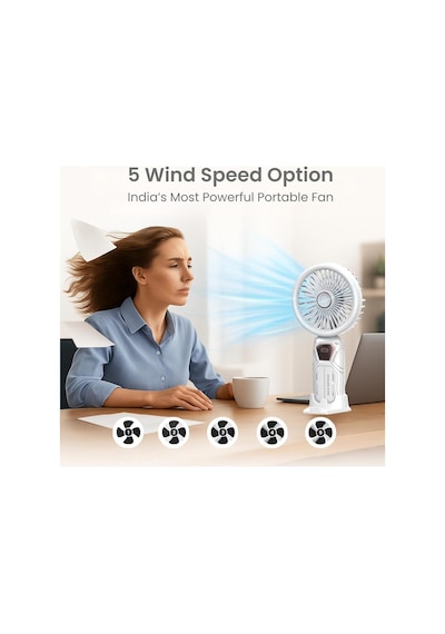 Brushless Turbo Motor Şarjlı El Fanı Masaüstü Ve Taşınabilir Mini Vantilatör 5 Kademeli Fan