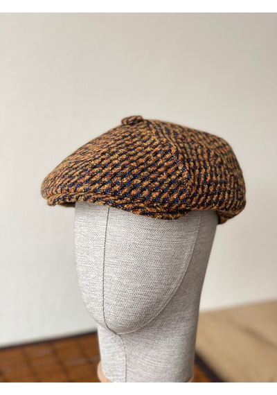Aida Jewelss Kışlık Özel Kumaş Yünlü Peaky Blinders Model Dökümlü Unisex Yünlü Kasket Şapka Turuncu