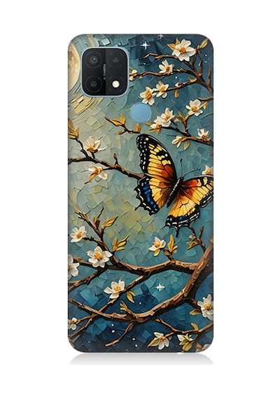 Oppo A15 Uyumlu Ay Işığında Kelebekler Desenli Silikon Kılıf Çok Renkli